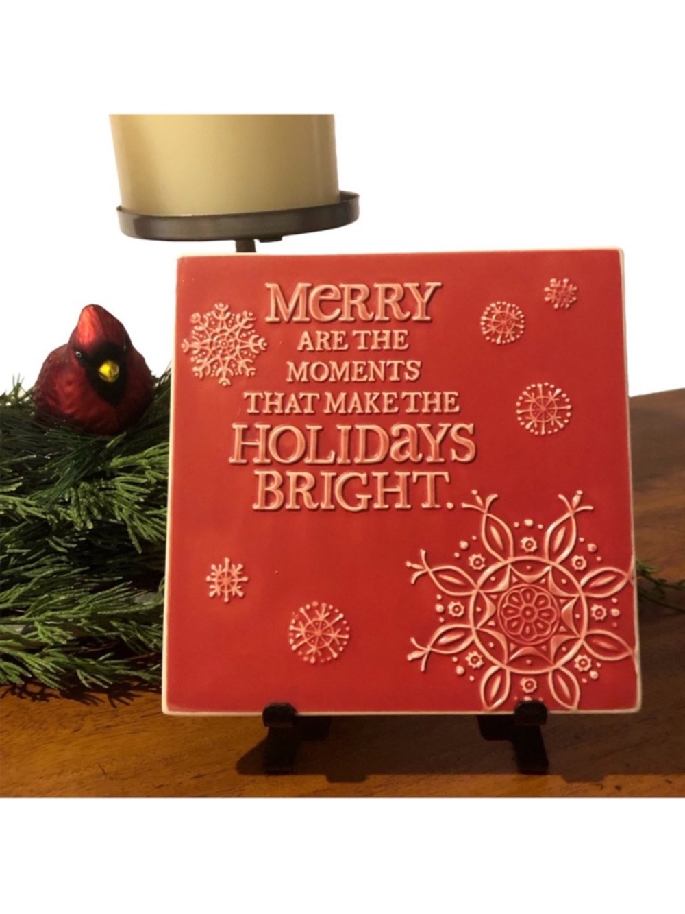 Hallmark | Christmas Decorative Tile or Trivet Red Holiday